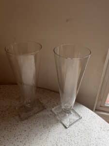 Pair-of-Mid-Century-Modern-Clear-Glass-Pilsner-Glasses