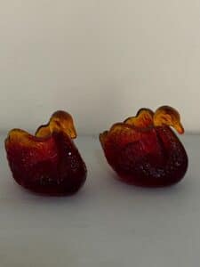 Pair-of-Viking-Glass-Amberina-Swan-Dishes-second-image