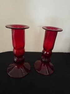 Pair-of-Vintage-Viking-Glass-Ruby-Red-Candlesticks