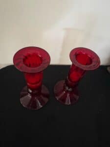 Pair-of-Vintage-Viking-Glass-Ruby-Red-Candlesticks-second-image