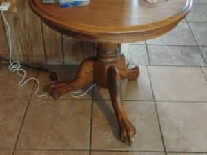 Round-Oak-Pedestal-Dining-Table-with-Claw-Feet-1