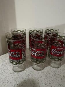 Set-of-Vintage-s-Coca-Cola-Tiffany-Style-Stained-Glass-Tumblers