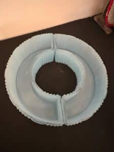 Vintage-Art-Deco-Blue-Satin-Glass-Ring-Flower-Vase-Set