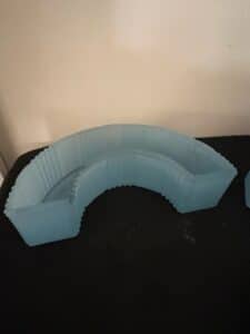 Vintage-Art-Deco-Blue-Satin-Glass-Ring-Flower-Vase-Set-second-image