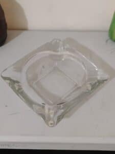 Vintage-Clear-Glass-Square-Ashtray