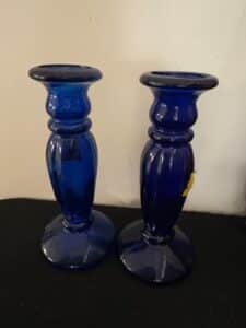 Vintage-Cobalt-Blue-Recycled-Glass-Candlesticks