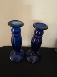 Vintage-Cobalt-Blue-Recycled-Glass-Candlesticks-second-image