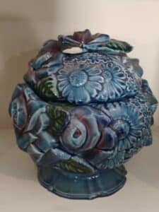 Vintage-Inarco-Mood-Indigo-Floral-Covered-Jar