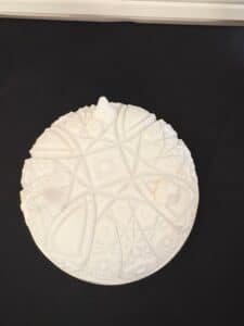 Vintage-McKee-Toltec-Pattern-Milk-Glass-Toed-Bowl-third-image