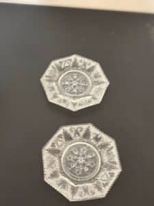 Vintage-Pressed-Glass-Hexagonal-Coasters