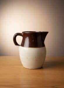 Vintage-R.R.P.-Co.-Two-Tone-Stoneware-Pitcher