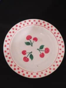 Vintage-Red-Cherry-and-Checkerboard-Pattern-Plate