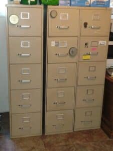 Vintage-Steel-Four-Drawer-Filing-Cabinets