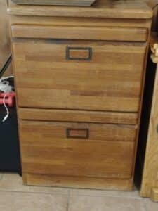 Vintage-Two-Drawer-Oak-File-Cabinet-with-Brass-Label-Holders
