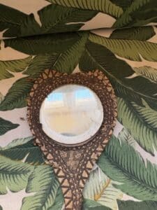 Vintage-Victorian-Lace-Covered-Hand-Mirror-second-image